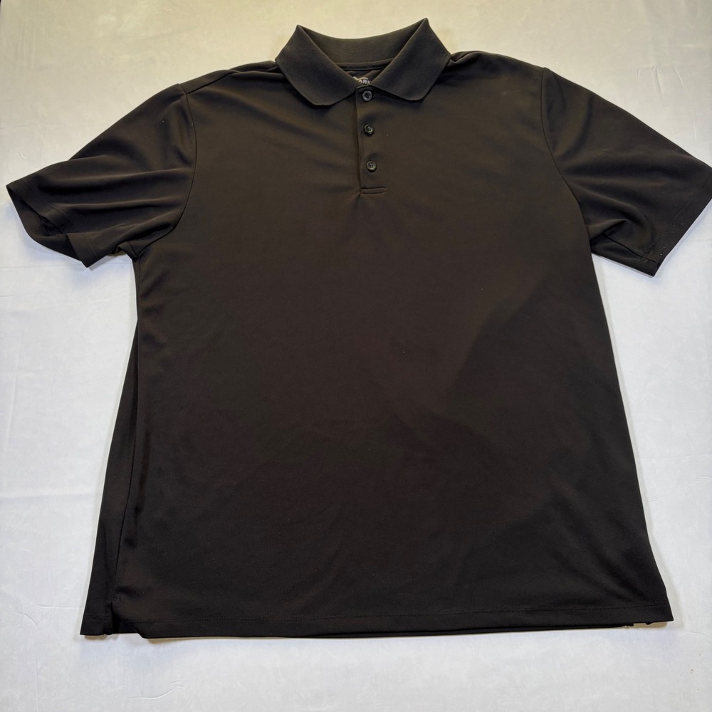Landmark Mens Performance Polo Shirt Black Short Sleeve Polyester 16218 Size L